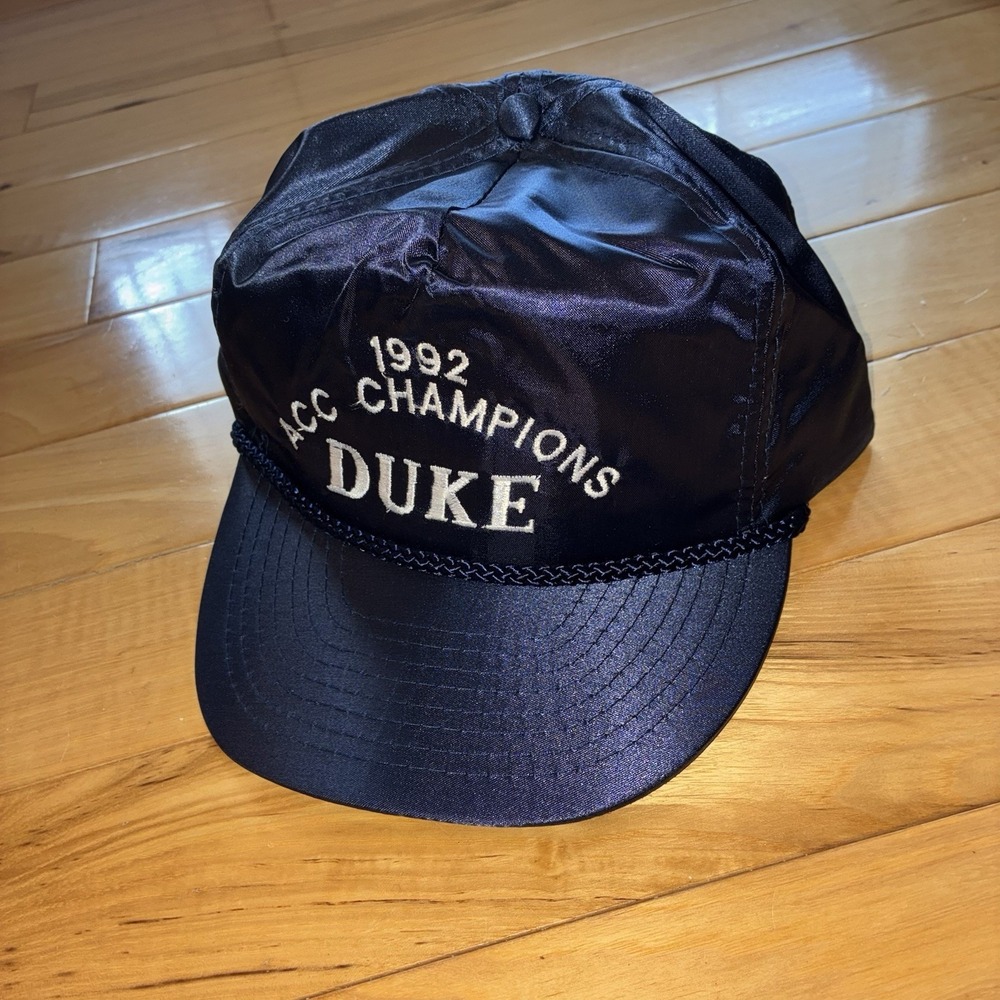 Vintage Deadstock Duke Blue Devils Adjustable Hat Cap 1992 ACC Champions Satin